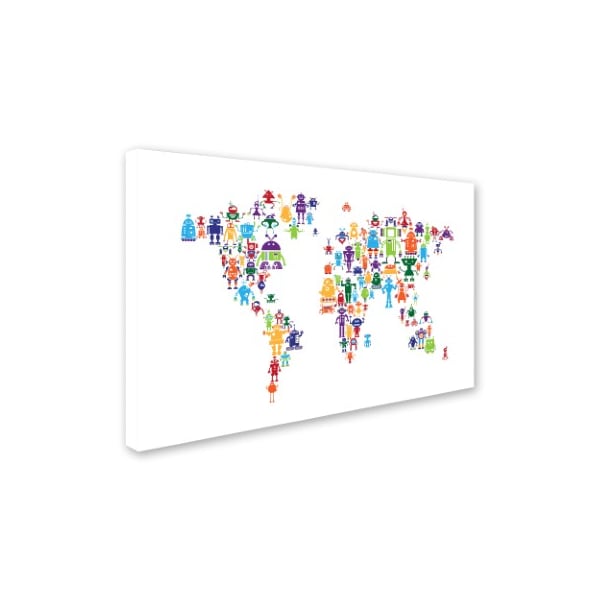 Michael Tompsett 'Robot Map Of The World' Canvas Art,12x19